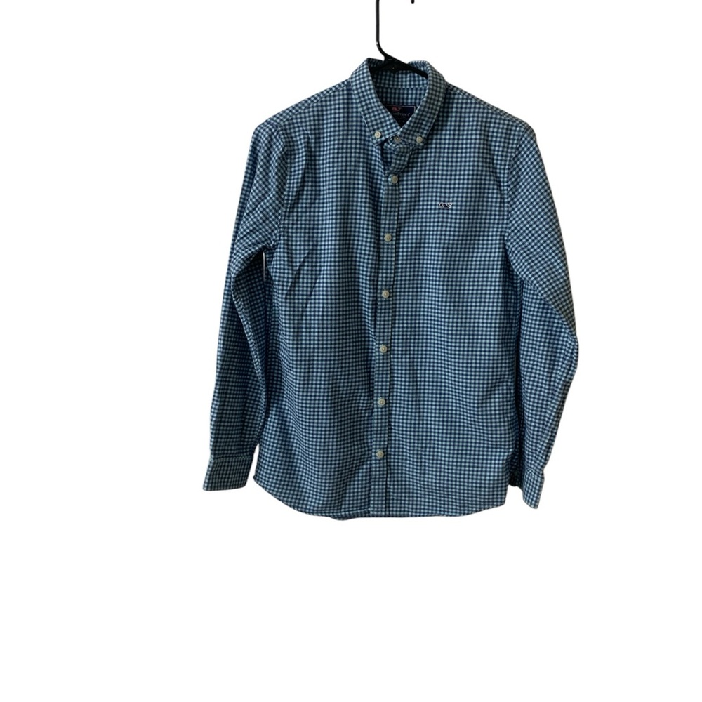 Vineyard Vines boys Navy and White Checkered Shirt
